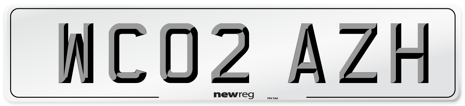 WC02 AZH Number Plate from New Reg